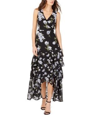INC International Concepts Black Tiered Hem Maxi Dress-Size 16